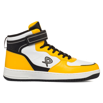 Sneakers alte bianche e gialle da uomo con lacci e velcro P Go, Sneakers Sport, SKU s321000631, Immagine 0